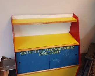 Toy tool storage cabinet and bookshelf combinations
