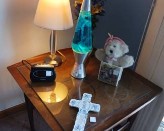 Lava lamp, mid-century corner table