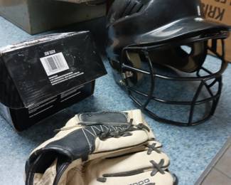 Baseball safety equipment glove baseball glove and batting helmet