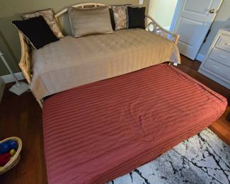 trundle bed pulled out. carpet