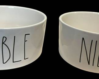 Two Rae Dunn Nibble Dog Bowls