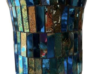 Teal Mirrored Mosaic Glass Vase