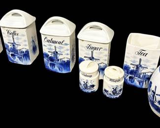 German Windmill Delft Blue Canister Set