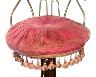 MCM Pink Velvet Metal Vanity Chair