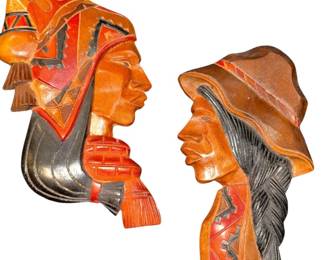 Vintage HandCarved Wooden Wall Plaques