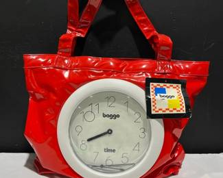 Vintage 80s Red Clock Baggo Tote Bag