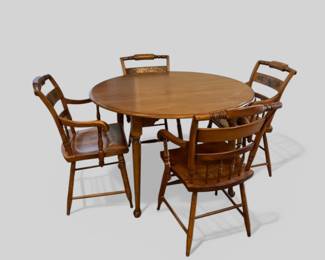 Hitchcock Stenciled Harvest Dining Set W Extra Table Leaf