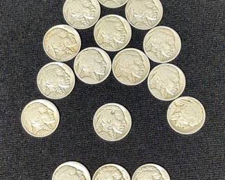 US Buffalo Nickels, Qty 16, Dated, 1919, 1927, 1930, & 1935, Some Dates Are Illegible 