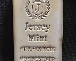 Jersey Mint 5 Troy Ounce .999 Fine Silver Bar