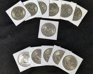 1971-D US Eisenhower Dollar Coins, Qty 12 