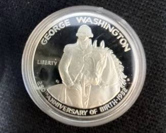 1982 US George Washington Commemorative Silver Half Dollars, Qty 2, Includes Certificates Of Authenticity, And Storage Boxes 