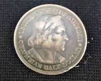 1893 Columbian Chicago Worlds Exposition Half Dollar Coins, Qty 2, 1840 US Sitting Liberty Silver Dime, And 1917 Silver Mercury Dime