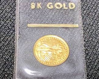 Gold 8K Miniature 1914 Standing Liberty Coin Replica