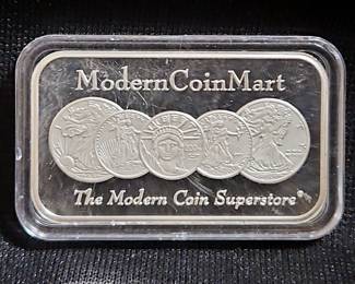 Modern Coin Mart One Troy Ounce .999 Fine Silver Bar 