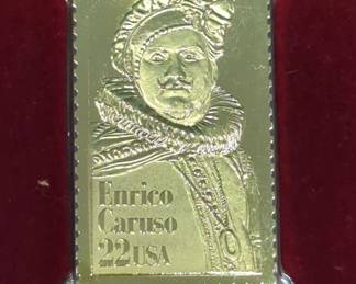 First Day of Issue Commemorative Enrico Caruso Stamped Envelope Including 22KT Gold Replica Of The Stamp 