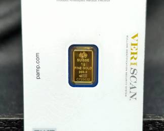 PAMP Suisse 1 Gram 999.9 Fine Gold Bar, Certificate # C725032