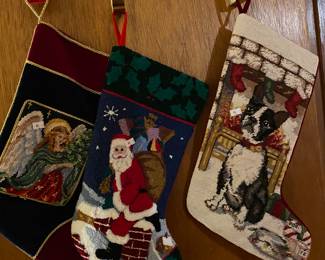 Needle point stockings.