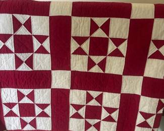 Red and White 8 Point Star Quilt