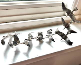 Metal Flock of Flying Birds Sculpture