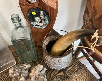 Cast Iron SSS For the Blood Medicine Ball String Holder, Cow Drinking Horn