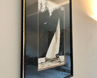Framed & Matted Sailboat Watercolor Print by Judy D. Treman