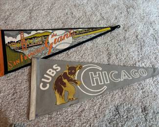 1950's San Francisco Giants Felt Pennant Flag, 1960's Chicago Cubs Felt Pennant Flag