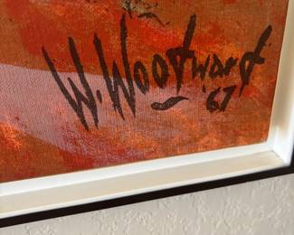 1967 Framed Textured Serigraph of Desert Landscape by Warren Woodward