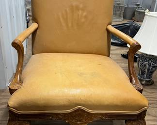 Leather chair- butter yellow