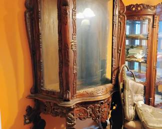 Hand carved Rosewood cabinet w/shelves 
450.00
