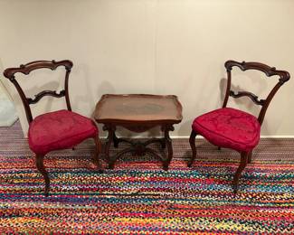 VINTAGE PARLOR CHAIRS & COFFEE TABLE
