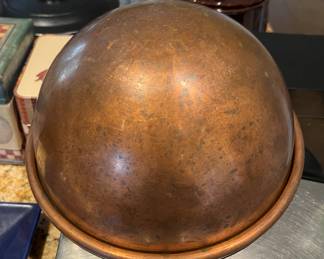 Round bottom copper mixing bowl - unmarked