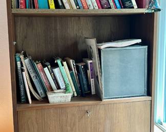 Teak veneer bookcase desk