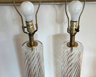 MCM crystal/brass base lamps - pair