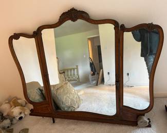 Aimone dresser mirror with adjustable sides. Dresser not available