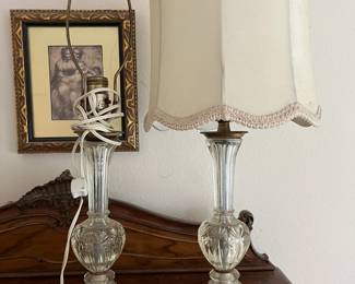 Vintage pressed glass lamps - pair