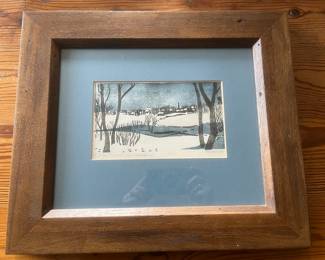 Bob Artley - illustrator "A View from the Kanaranzi". Silk screen print signed in pencil dated 1967. The Kanaranzi is a creek in MN