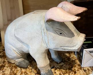 Carved wood pig
