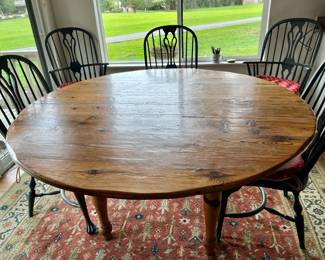 Von Fange & Sons handmade reclaimed pine farmhouse table, 60" D Sperryville, VA. No longer in business