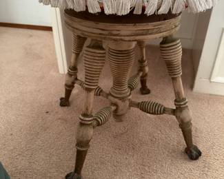 Piano stool swivel stool, comfy upholstered stylish top, ball and claw glass feet