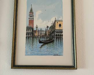 Venice canal scene watercolor signed Salvini is 15 x 21