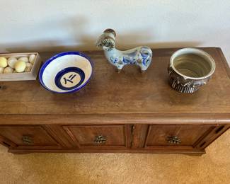 Top of cabinet needs tlc but is perfect height to add cushion to top, use for mudroom or kids room, 16 deep x 50 wide x 22 high