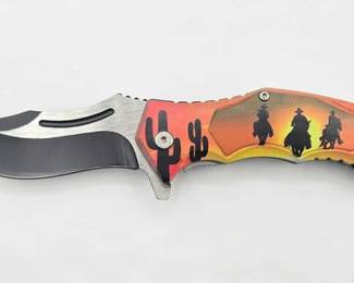 1812  NEW Sunset Cowboys Folding Knife 