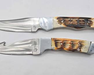 1800  NEW Wild Turkey Handmade Hunting Knife Set with Faux Bone Handles 