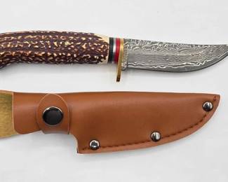 1802  NEW Wild Turkey Handmade Collection Fixed Blade Faux Handle Hunting Knife W Sheath 