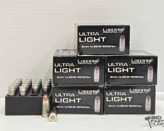 1336  NEW 100 Rounds of Liberty 9mm p Ammo 