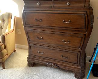 C2 - $250. Heritage Collection by Butler Furniture Curved Secretary Desk. Measures 36.5" wide x 18" deep x 44" tall. 