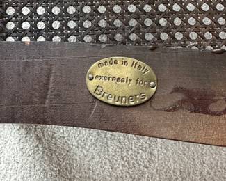 C9 - $75. Italian Single Caned Bench by Breuners - Italy. Measures 26.5" wide x 16.5" deep x 22" tall. 