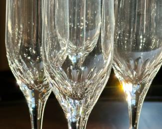 C38 - $60. Ragaska Crystal Set of 4 Champage Flutes & Water Glasses. 