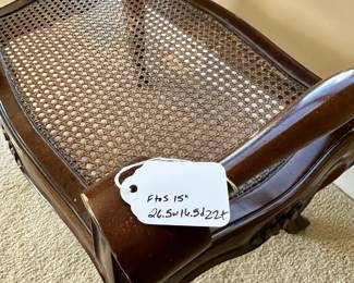 C9 - $75. Italian Single Caned Bench by Breuners - Italy. Measures 26.5" wide x 16.5" deep x 22" tall. 