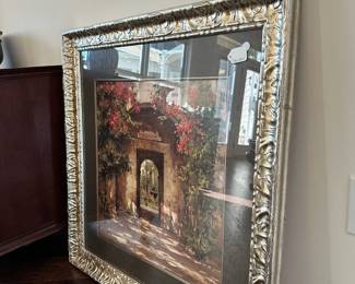 C28 - $25. Decorative Framed Art. Measures 34" wide x 35" tall. 